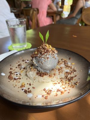 Black sesame ice cream and sticky rice (seasoning overshadows)  at Natnat Thai Comfort Food in Amed