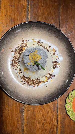 Dessert (sesame ice cream on sweet sticky rice)  at Natnat Thai Comfort Food in Amed