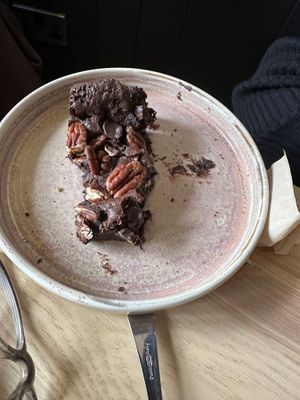 1/2 of a pecan fudge brownie 😋  at Brew & Brownie in York