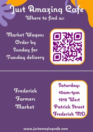 Current Location and hours at Just Amazing Cafe in Frederick