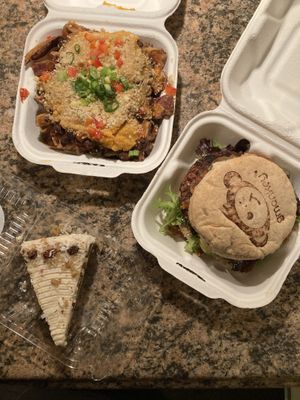 chili cheese fries, bacon cheeseburger, and carrot cake   at G-Monkey in West Hartford