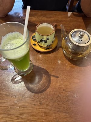 Mint lemonade and tea   at JC's Cafe in Cusco