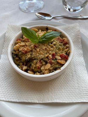 Tortino di zucchini at Trattoria Nelle Vigne in Diano Dalba