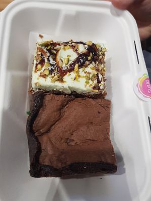 Delicious double chocolate brownie and carrot and pistachio cake at Sugar Noms in Redcar