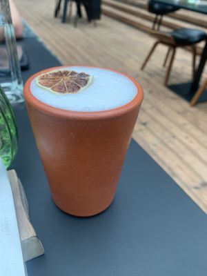 Aanrader cocktail met blauwe bes en uien!   at À Terra Furnas in Sao Miguel