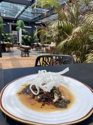 Vegan food near the Furnas.   at À Terra Furnas in Sao Miguel