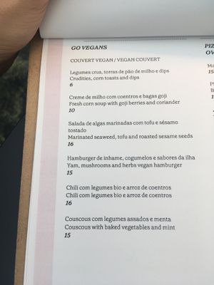 Vegan options  at À Terra Furnas in Sao Miguel