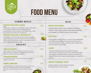 Menu page 1/2 (Feb 2024)  at The Vegan Shack in Panglao