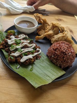 Sisig and fried shroom combo at The Vegan Shack in Panglao