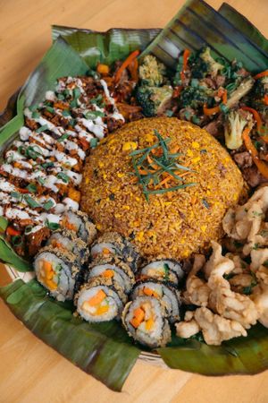 Our Vegan Bilao- Good for sharing is back on the Menu! 1,500 good for 5 people! 💚 at The Vegan Shack in Panglao