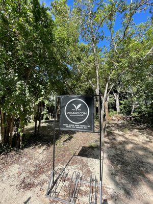 Follow this sign outside to find the place at Vegano.com in Tulum