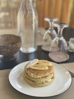 Vegan pancakes with bananas   at Lockdown Kitchen in 