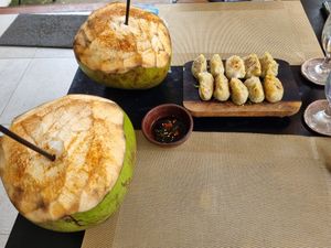 Huge coconuts and vegetable dumplings at Lockdown Kitchen in 