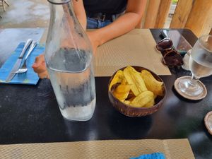 Free water and Banana chips at Lockdown Kitchen in 