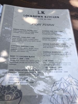 Menu  at Lockdown Kitchen in 