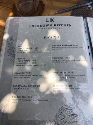 Menu  at Lockdown Kitchen in 