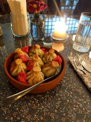 Fried Khinkali with beans at The King & The Bird in Tbilisi