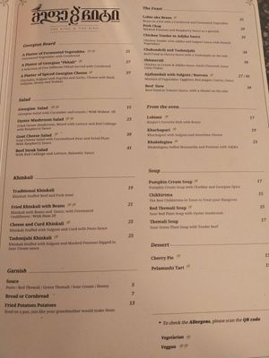 New menu at The King & The Bird in Tbilisi
