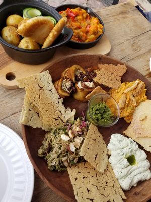 Pkhali (bottom right) and ajapsandali (upper left) at Restaurant Maisi - რესტორანი მაისი in Stepantsminda