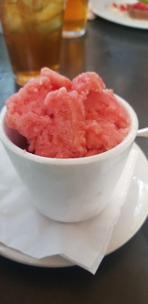 Seasonal fruit sorbet at The Leaning Pear in Wimberley