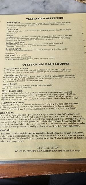 Menu 1 - September 2024 at Murni's Warung in Ubud