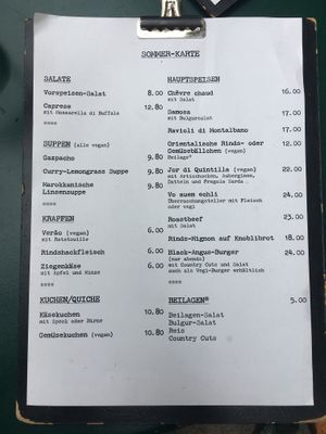 menu  at Albert & Frida in Bern