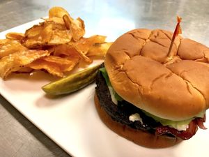 house made veggie burger at Home Grown Cafe in Newark
