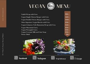 Vegan menu at Vibes at Rawai Beach in Phuket