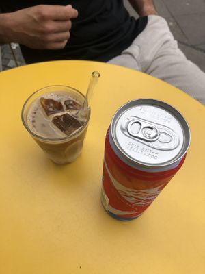 Flat white with oat milk and coconut water   at Coffee Circle Café & Kitchen in Berlin