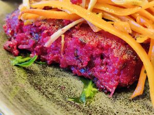 Close-up des Burgers, sehr gute Konsistenz at Dock 69 in Rab