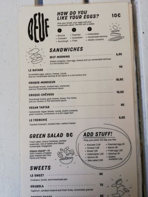 Menu at Oeuf in Berlin