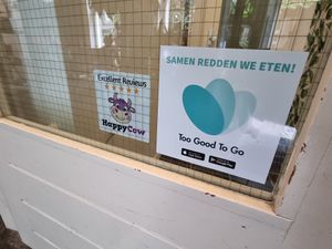 Gave them 2 happy cow stickers, which were immediately put up! at Pleur Foodbar in Maastricht