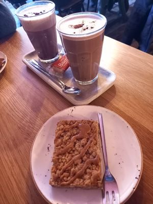 Chocolate oat milk and oat bar. (But much bigger than a bar though) at Pleur Foodbar in Maastricht