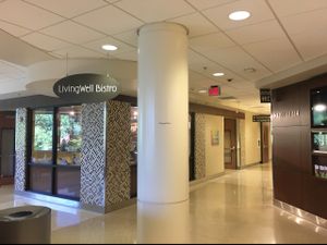 entrance and cafe inside the hospital at Living Well Bistro in Portland