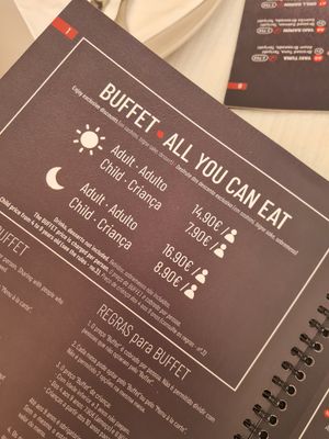 Menu at Oishi in Albufeira