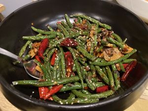 Super spicy green beans 🔥  at Le Nove Scodelle in Milan