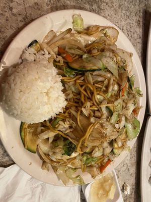Yakasoba noodles with vegetables   at Royal Sushi & Teriyaki in Chehalis