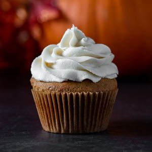 Seasonal Pumpkin Spice Cupcake with Cream Cheese Buttercream (contains nuts - cashew). at The Devil Wears Parsley Bakery in Columbia