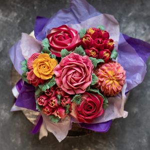 Mother's Day Bouquet!  Order now - we still have limited quantities!  Mango-filled Vanilla and Raspberry-filled Black Velvet at The Devil Wears Parsley Bakery in Columbia