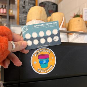Grab a coffee loyalty card and receive a stamp for each coffee bought. Get free drink from us when you complete a side! at Lemon & Jinja in Romsey