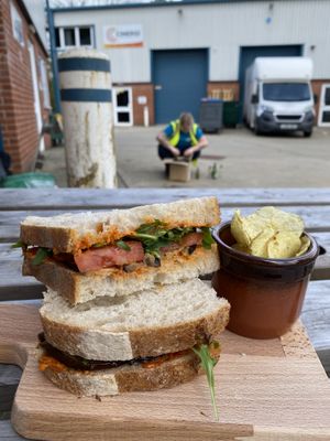 Aubergine and red pepper sarnie   at Lemon & Jinja in Romsey