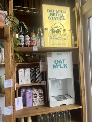 Oat milk refills  at Lemon & Jinja in Romsey
