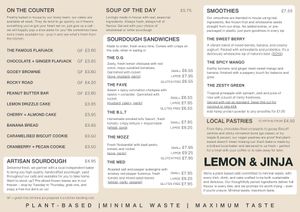 Updated menu May 2025. Introduction of gluten free bread! at Lemon & Jinja in Romsey