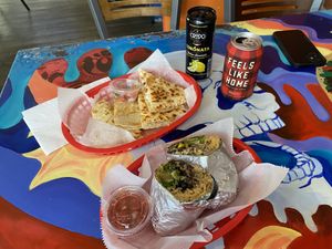Vegan press burrito and vegan quesadilla with tofu   at Tito Santana in Beacon