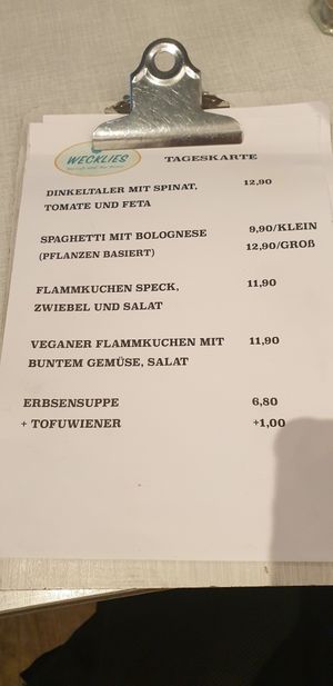 Tageskarte at Wecklies Bio Café & Bistro in Bad Oldesloe