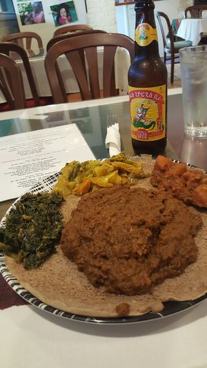 A selection of vegan offerings at Aster's Ethiopian in Austin