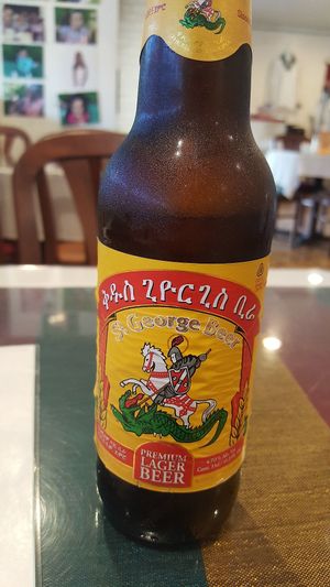 Cold St. Georges Ethiopian beer pairs perfectly at Aster's Ethiopian in Austin