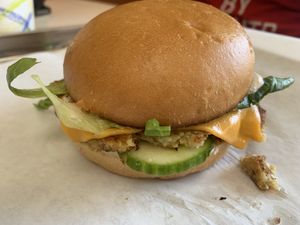 Samosa burger with cheese  at Green Grill in Rancho Cordova