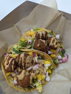 Crispy Veggie Ball Tacos at Green Grill in Rancho Cordova