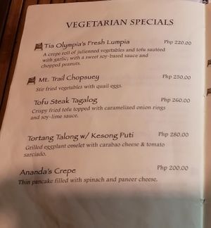 Menu at Cafe by the Ruins in Baguio City
